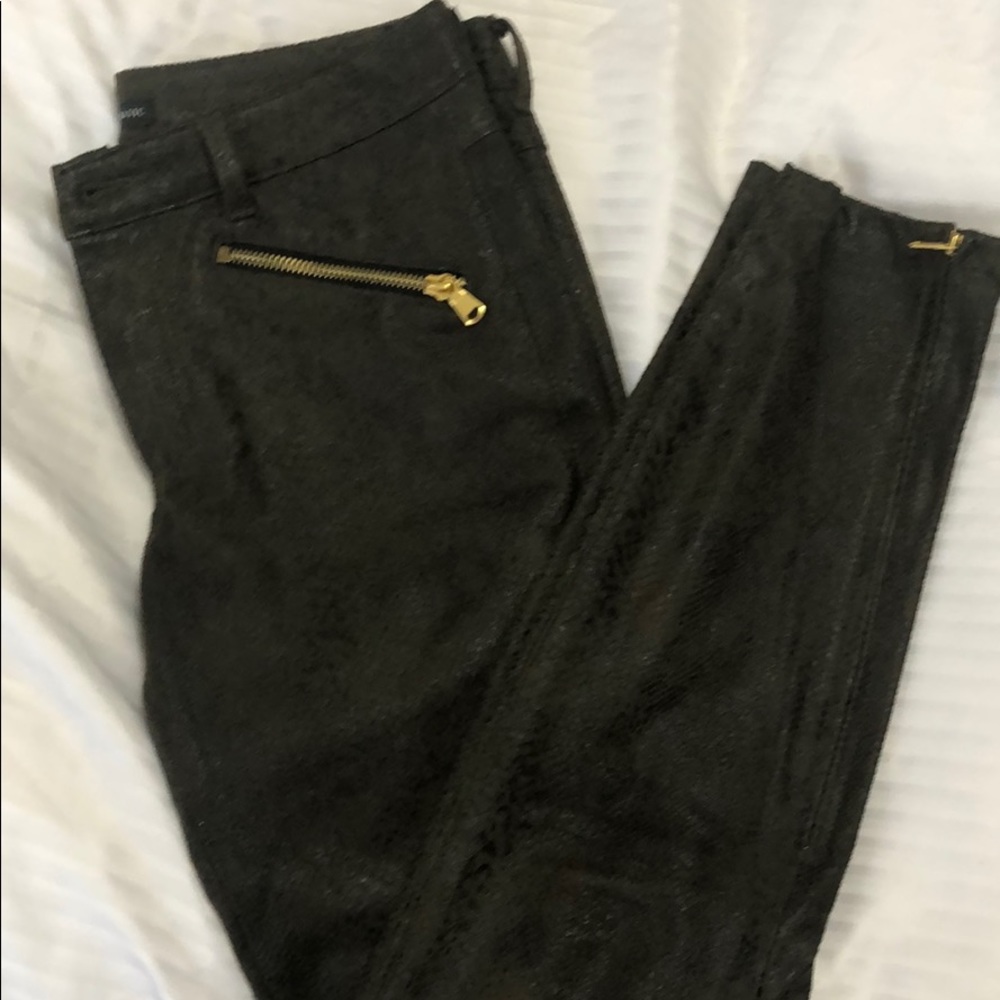 Zara animal print faux leather pants